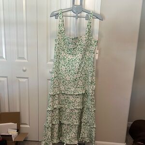 Floral Green Sleeveless Dress Anthropologie